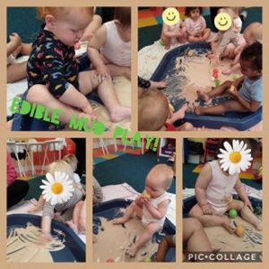 Children playing in edible "mud".